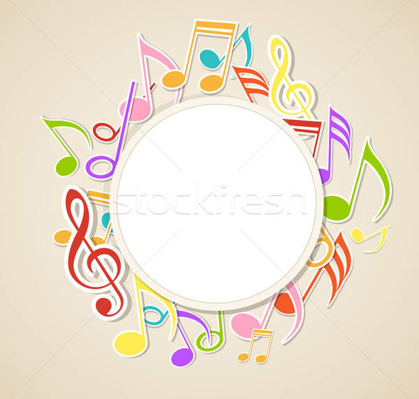 Stock photo: Round banner with notes