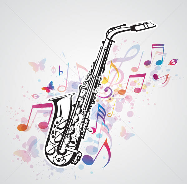 Note musicali sassofono abstract vettore design sfondo Foto d'archivio © Artspace