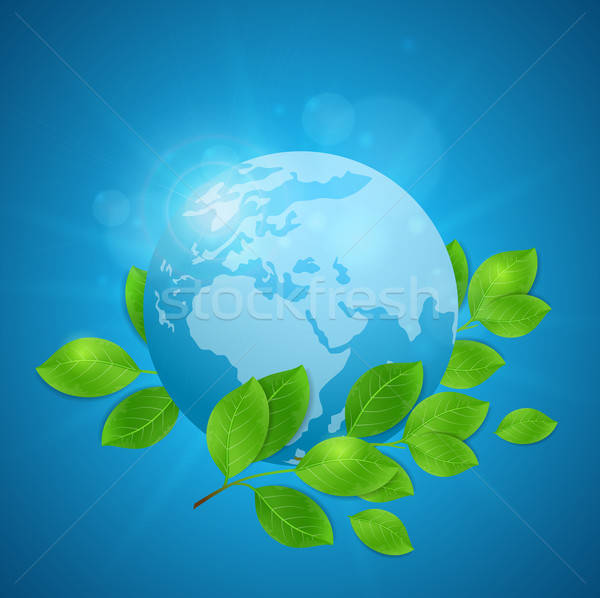 Pianeta terra foglie verdi verde ramo blu cielo Foto d'archivio © Artspace