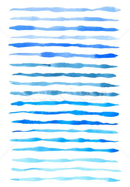 Establecer vector azul acuarela líneas aislado Foto stock © Artspace