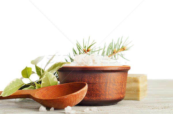 Aromatic bath salt and spoon Stock photo © Artspace