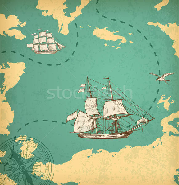 Starożytnych Pokaż statków vintage wektora żeglarstwo Zdjęcia stock © Artspace