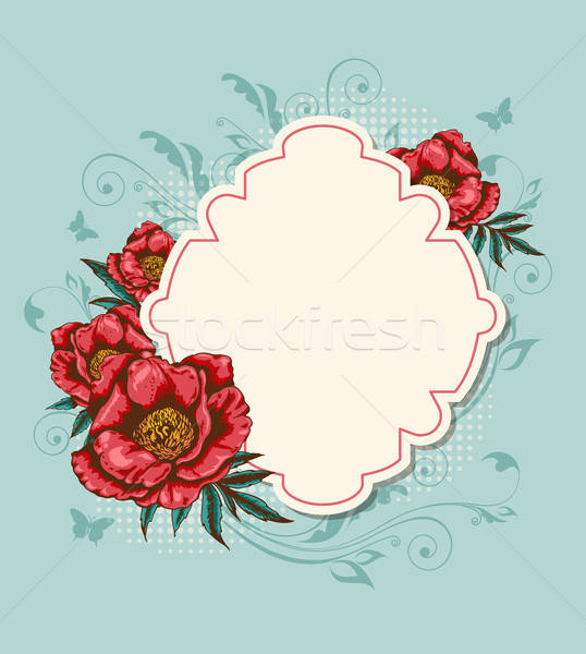 Label and red peony Stock photo © Artspace
