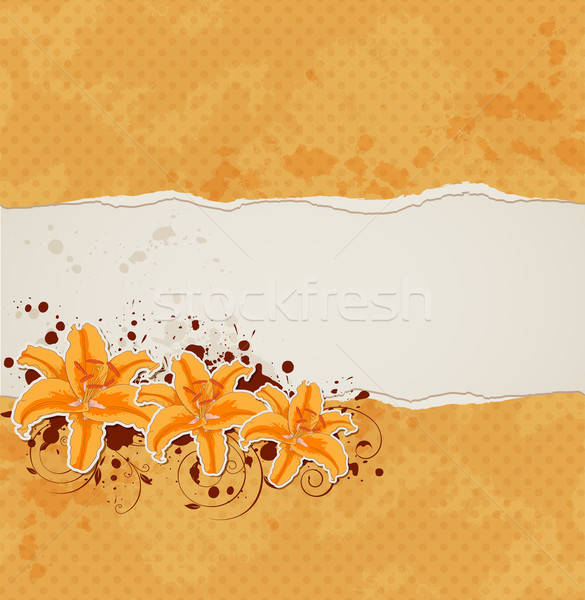 Background with lily and orange paper Stock photo © Artspace