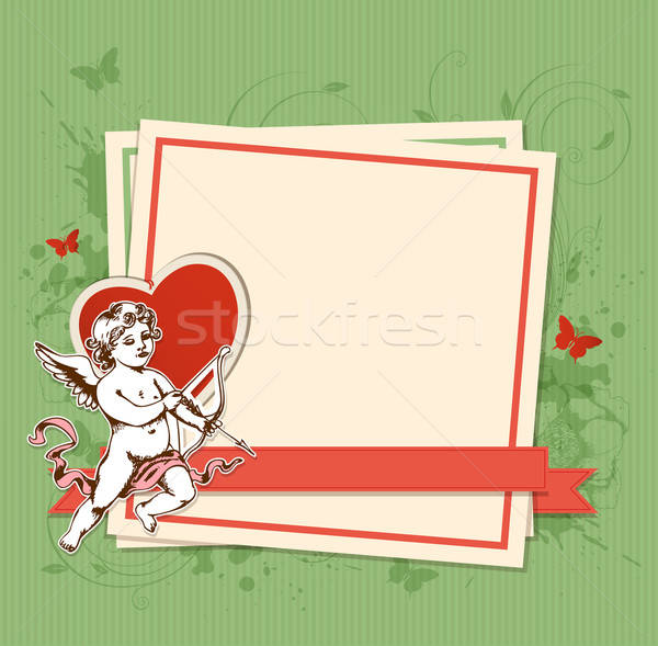 Green background with Cupid Stock photo © Artspace