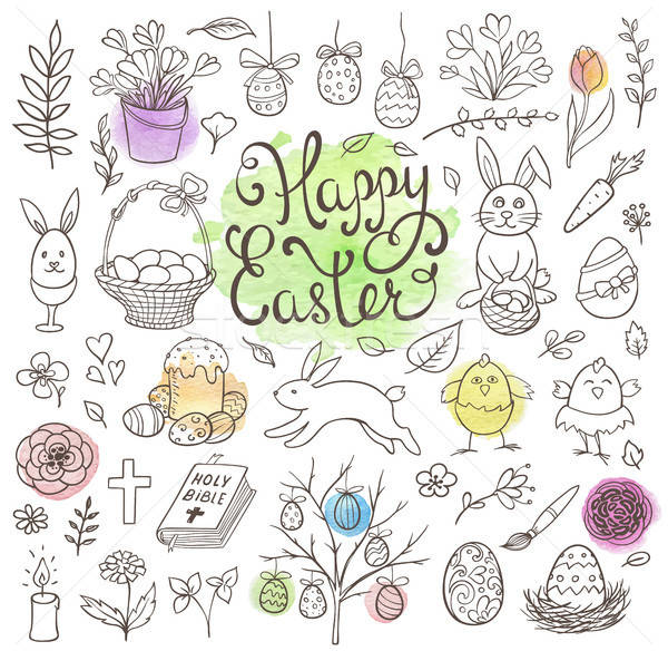 Doodle Easter design elements Stock photo © Artspace