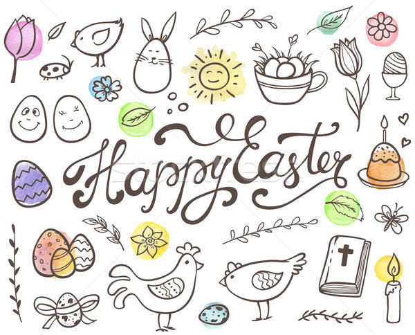 Hand drawn Easter doodle elements  Stock photo © Artspace