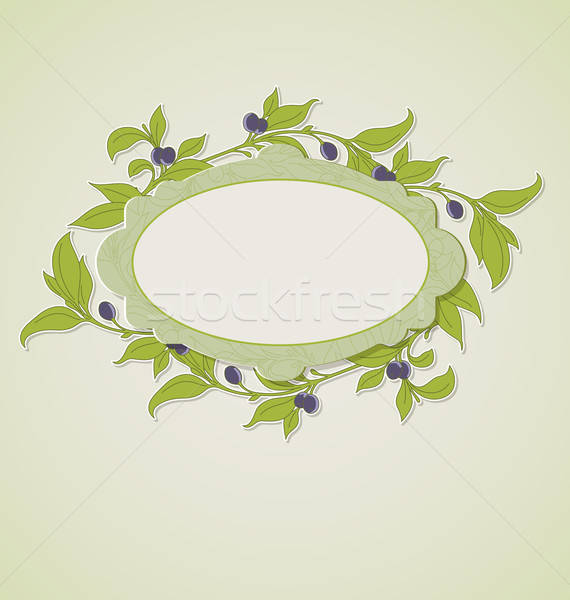 Stock photo: Olive branches and label