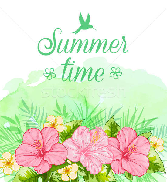 Summer tropical background with red flowers Stock photo © Artspace