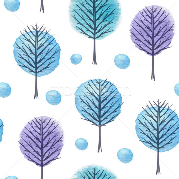 Winter abstrakten Vektor blau Wasserfarbe Stock foto © Artspace