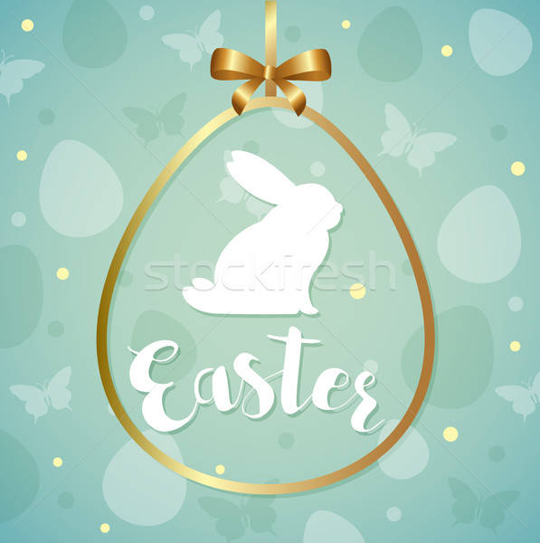 Zöld húsvét üdvözlőlap dekoratív sziluett fehér Stock fotó © Artspace