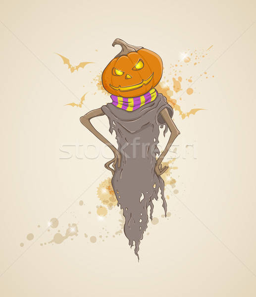 Korkuluk vektör halloween arka plan turuncu Stok fotoğraf © Artspace