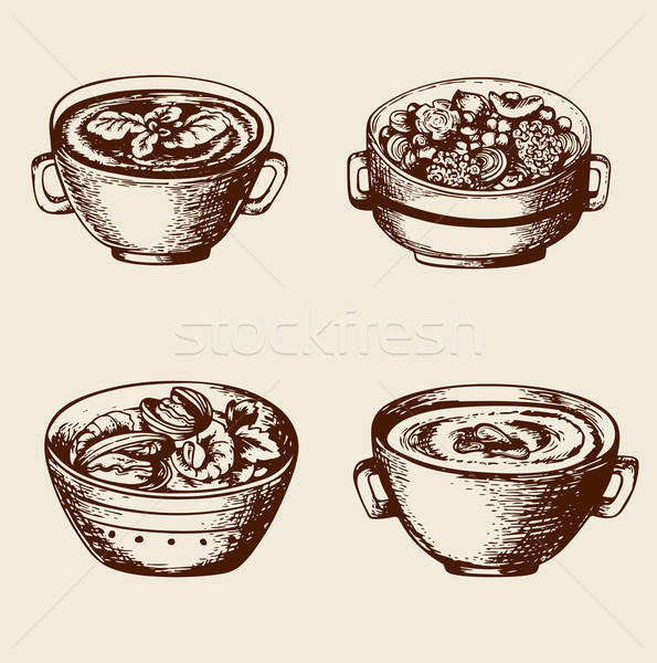 Soup from seafood and vegetables Stock photo © Artspace