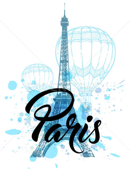 Eiffel Tower and air balloons Stock photo © Artspace