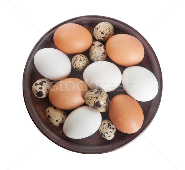 Pollo uova argilla piatto isolato bianco Foto d'archivio © Artspace