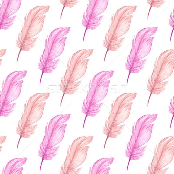 ピンク 羽毛 手描き 水彩画 白 ストックフォト © Artspace