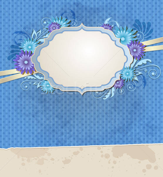 Blue vintage ragged paper and flowers Stock photo © Artspace