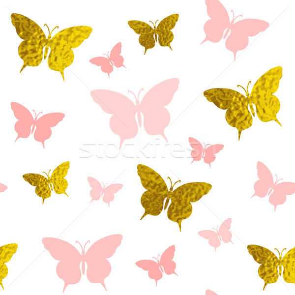 Rosa dorado mariposas decorativo vector Foto stock © Artspace