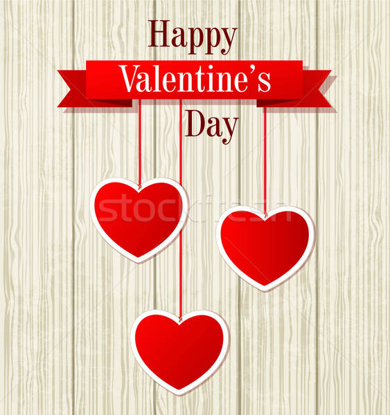 Valentin napi üdvözlet piros szívek dekoratív papír szeretet Stock fotó © Artspace
