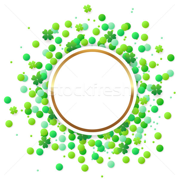 Round banner with green confetti and clover Stock photo © Artspace