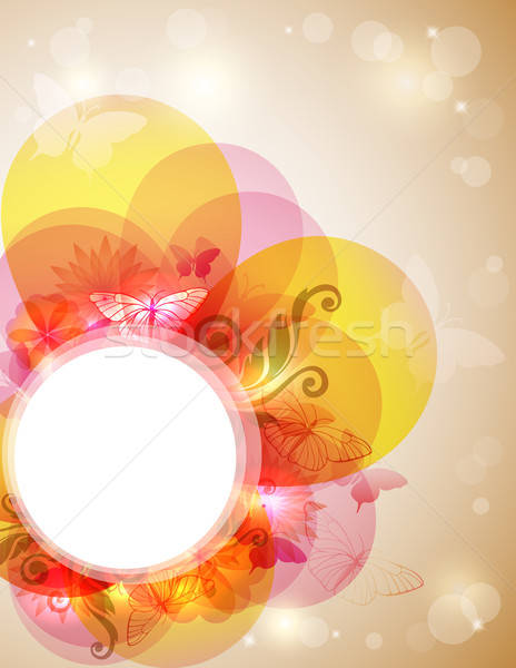 Stok fotoğraf: Soyut · afiş · vektör · parlak · kelebekler · çiçekler