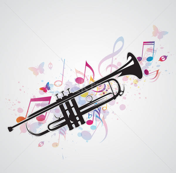 Schwarz Trompete stellt fest Musik abstrakten Design Stock foto © Artspace