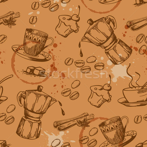 Café vetor vintage grãos de café pote Foto stock © Artspace