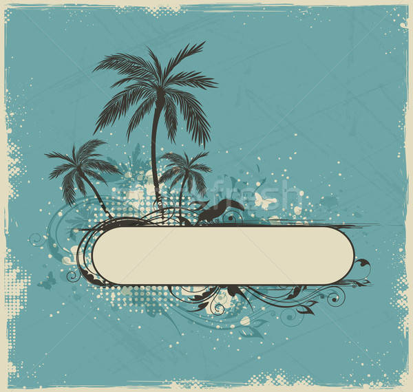 Vintage banner with palms and toucan Stock photo © Artspace