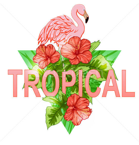 Tropischen Banner Flamingo rosa rot Blumen Stock foto © Artspace