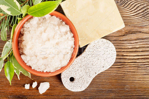 Bath salt and pumice stone Stock photo © Artspace