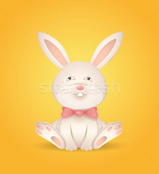 Sitting rabbit with a red bow Stock photo © Artspace