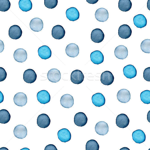 水玉模様 装飾的な 水彩画 青 抽象的な ストックフォト © Artspace