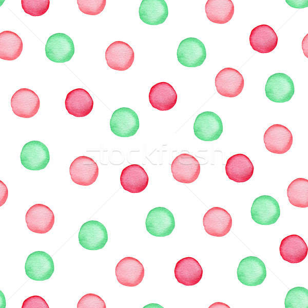 Végtelen minta pöttyös dekoratív vízfesték zöld piros Stock fotó © Artspace