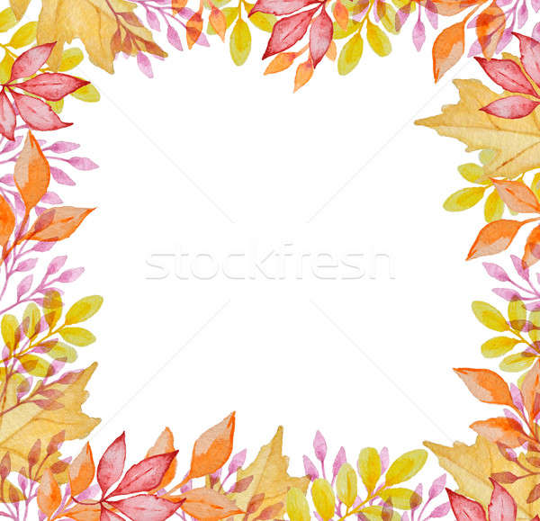Watercolor frame with autumn leaves Stock photo © Artspace