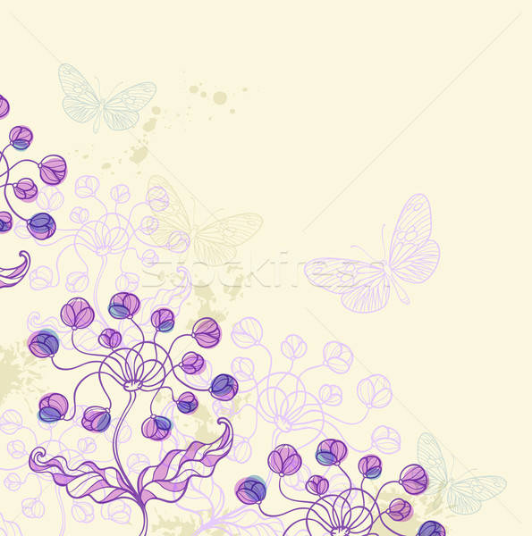 Violett Blumen Hand gezeichnet dekorativ Vektor Design Stock foto © Artspace