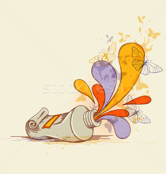 Cső festék vektor kézzel rajzolt pillangó Stock fotó © Artspace