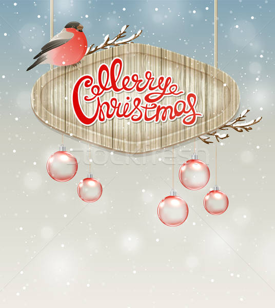 Christmas background with bullfinch Stock photo © Artspace