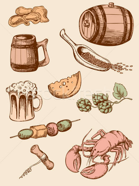 set of vintage beer icons Stock photo © Artspace