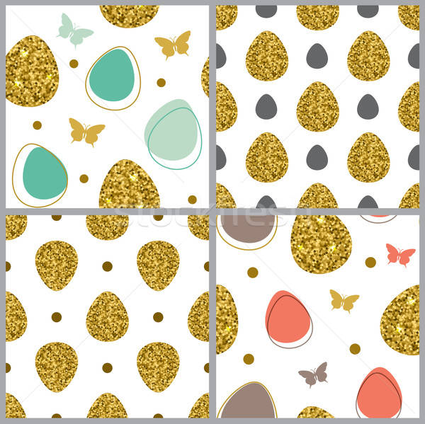 Stock photo: Seamless pattern with golden eggs