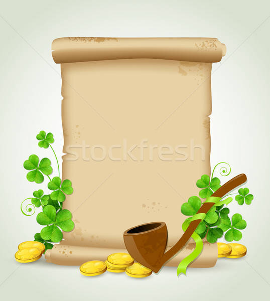 Scroll and clover leaves  Stock photo © Artspace