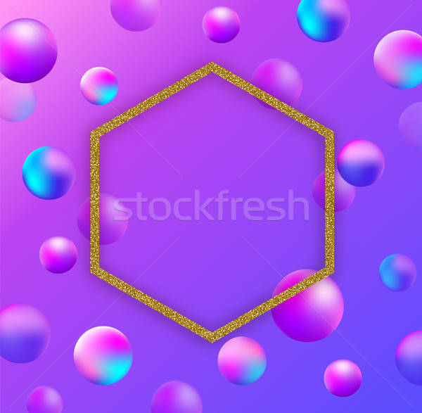 Stock photo: Abstract background with balls and golden frame