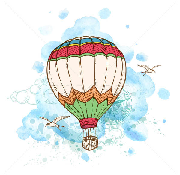 Air balloon and watercolor blots Stock photo © Artspace