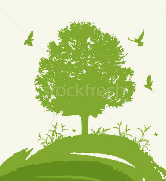 Green tree and birds. Stock photo © Artspace
