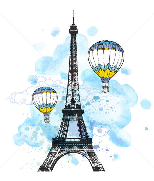 Eiffel Tower and air balloons Stock photo © Artspace