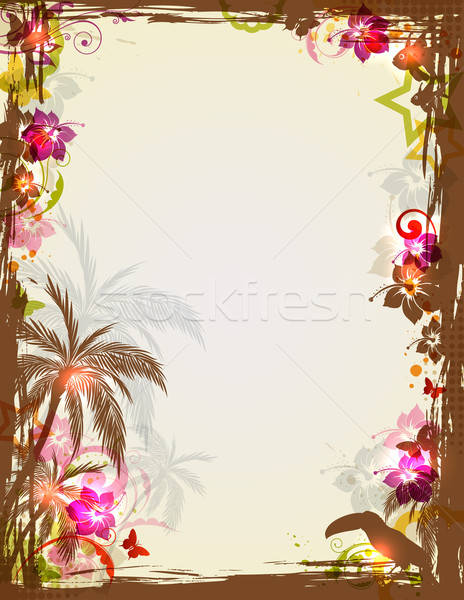 Tropical frame with palms and toucan Stock photo © Artspace