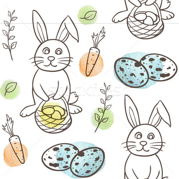 Easter seamless pattern with rabbit and eggs Stock photo © Artspace