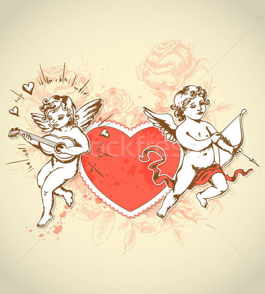 Valentine card with cupids Stock photo © Artspace