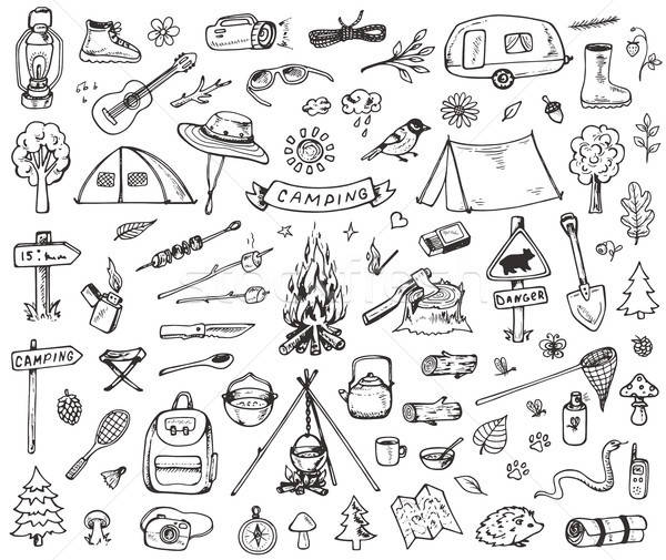 Set of forest camping icons Stock photo © Artspace