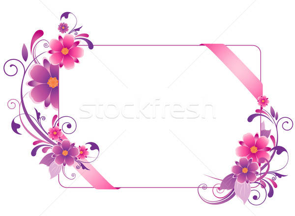 colored  banner with flowers, leaves  and ornament Stock photo © Artspace