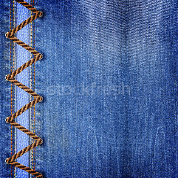 Stock photo: Blue jeans with lacing
